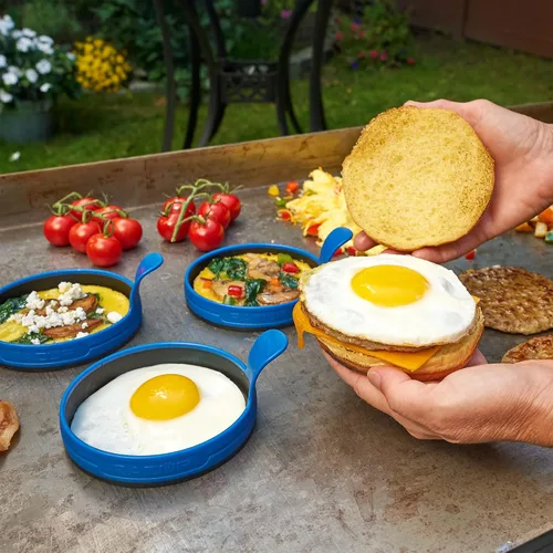 Miniatura 3 de RAZOR - Anillo de silicona para huevos con mango de fácil agarre para huevos perfectamente redondos, paquete de 4 Easy Grip Handle, for Perfectly