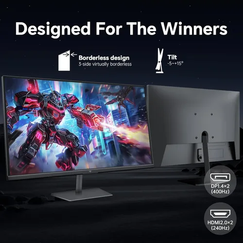 Miniatura 5 de KTC Monitor para juegos de 24.5 pulgadas 400Hz 240Hz IPS rápido de 1 ms Monitor FHD 1080P HDR 400 128% sRGB HDMI x2, DP x2 Ajustes