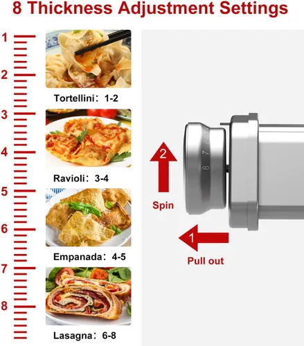 Miniatura 4 de 3 piezas de accesorios para máquina de pasta para todos los mezcladores KitchenAid, accesorios para pasta que incluyen rodillo de pasta, cortador