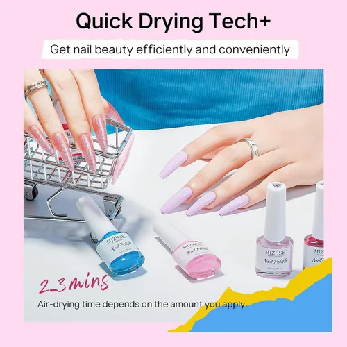 Miniatura 7 de MIZHSE Juego de Esmalte de Uñas de Secado Rápido, 24 Colores de Esmalte de Uñas Regular Sin Gel, Secado al Aire Rápido Neón Moderno con Brillantina