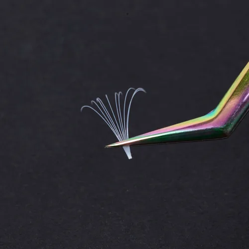 Miniatura 5 de Extensiones de pestañas de colores Easy Fan de 0.354-0.630 in, mezcla de blanco, rizo D, fácil de abanear, 0.003 in, suministros de pestañas