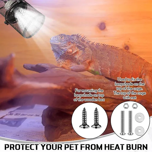 Miniatura 6 de VIHOSE 2 piezas de soporte retráctil para lámpara de calor de reptiles para reptiles, pantalla antiquemaduras, emisor de calor de cerámica, pantalla