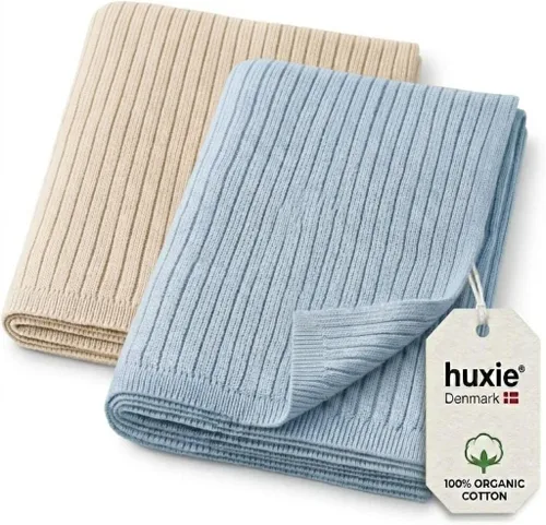 Miniatura 16 de Manta de algodón orgánico de 30 x 40 pulgadas, mantas de punto Pointelle para niños y niñas, manta ligera y suave para bebés (azul bebé)