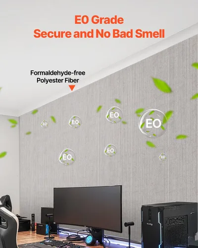 Miniatura 4 de VEVOR Paquete de 5 paneles acústicos con autoadhesivo, paneles de espuma a prueba de sonido de 47.2 x 23.6 x 0.4 pulgadas, paneles de pared Camel