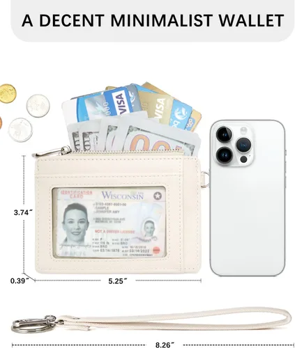 Miniatura 6 de BOSTANTEN Cartera pequeña para mujer, RFID, de piel, con bolsillo de cremallera, Beige