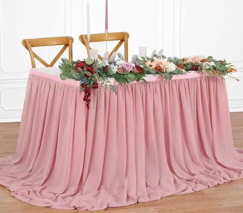 Miniatura 10 de QueenDream Falda de mesa de gasa azul bebé de 6 pies para mesa rectangular, mantel transparente para baby shower, boda, cumpleaños, fiesta temática