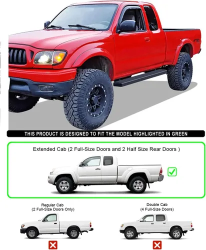 Miniatura 6 de HD Ridez Estribo de 5 pulgadas, acero inoxidable, color negro, compatible con Toyota Tacoma 1995-2004 Extended Xtra Cab (4WD o Prerunner 2WD 4WD)