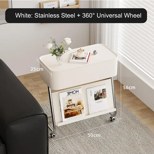 Miniatura 2 de Mesa Auxiliar Sofá Salon con Ruedas Mesa Para Cama Pequeña Mesita Portatil Bandeja Sofá Mesas en C para Espacios Pequeños Multifuncional para Sala