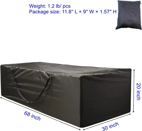 Miniatura 2 de Paquete de 1 bolsa de almacenamiento para cojines de patio al aire libre, de 68 x 30 x 20 pulgadas, resistente a los rayos UV, impermeable