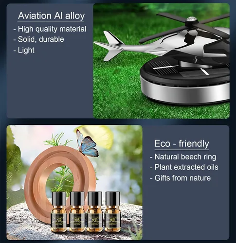 Miniatura 3 de Ambientador para automóvil, helicóptero, energía solar, giratorio, aromaterapia, aviación, aleación de aluminio, accesorios de decoración