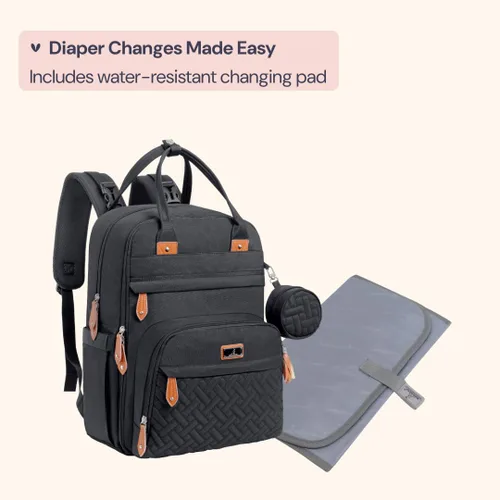 Miniatura 8 de BabbleRoo Pañalera Mochila para pañales de bebé - Bolso de viaje con artículos esenciales para bebés - Mochila multifuncional resistente al agua