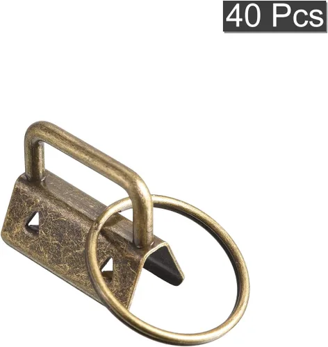 Miniatura 3 de uxcell 40 piezas de accesorios para llavero de 1.024 in/1 pulgada con llavero para correas de bolsa, pulseras, cordones, bronce oscuro