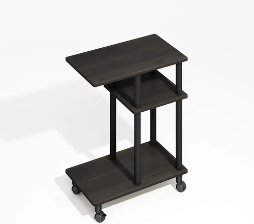 Miniatura 5 de Furinno Turn-N-Tube - Mesa auxiliar en forma de C de 3 niveles con ruedas, mesa de noche de montaje sin herramientas, mesita de noche con estante