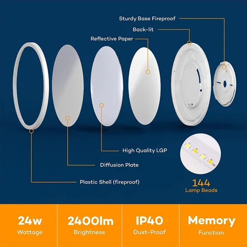 Miniatura 8 de BLNAN Lámpara de techo LED regulable con control remoto, 12 pulgadas, 3000 K-6500 K, color de luz ajustable, moderna lámpara de techo ultrafina