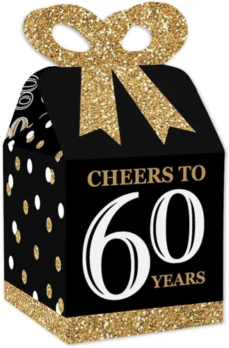 Miniatura 14 de Big Dot of Happiness Cajas de regalo para fiesta de cumpleaños número 100, elegante diseño cuadrado dorado con lazo 3D, suministros de fiesta