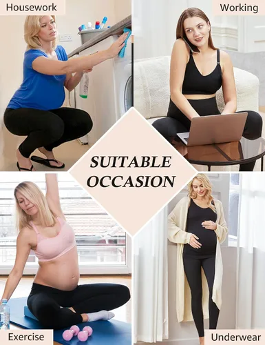 Miniatura 6 de HOFISH Leggings de maternidad para mujer, sobre el vientre, no se transparentan, pantalones de yoga suaves, leggings de entrenamiento activo