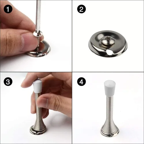 Miniatura 4 de Topes de puerta de resorte para zócalo, soporte de puerta flexible resistente, tope de puerta de acero inoxidable para parte inferior de la puerta