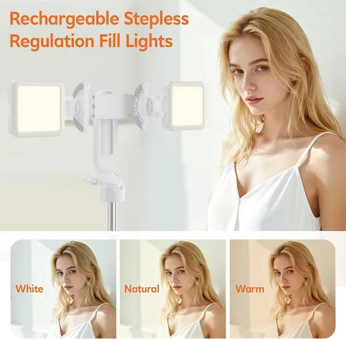 Miniatura 3 de Mini palo magnético para selfie para iPhone, trípode portátil 4 en 1 de tamaño de bolsillo para iPhone MagSafe/Android con control remoto/luces