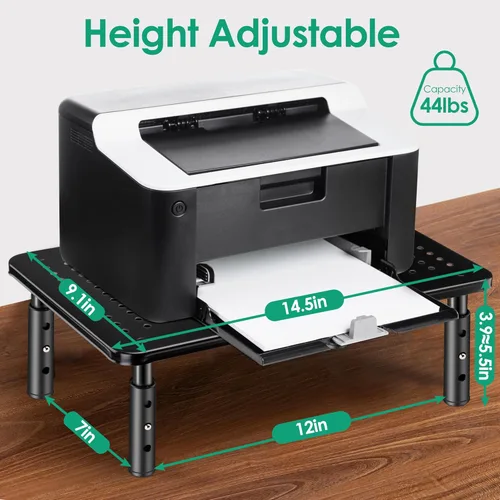 Miniatura 6 de La Jaco Elevadores de monitor para 2 monitores, soporte de monitor ajustable de 3 alturas con soporte para bolígrafo, elevador de monitor doble