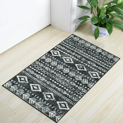 Miniatura 34 de Lahome Alfombra bohemia marroquí para entrada, lavable, de 2 x 3 pies, color gris y blanco, antideslizante, ultra fina, suave, rústica con estampado