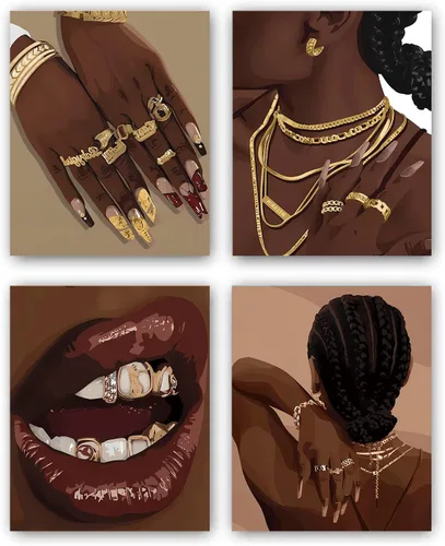 Miniatura 11 de Lienzo enmarcado para pared, póster motivacional de niña negra, pintura artística de niña afroamericana, arte de pared inspirador de niña negra