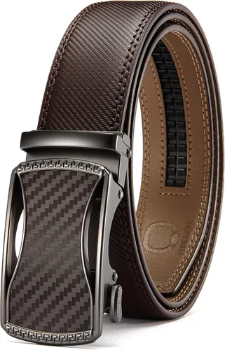 Miniatura 32 de CHAOREN Cinturón para hombre de cuero con trinquete - Ajuste personalizable, estilo sin esfuerzo (35 mm)