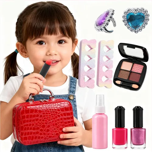 Miniatura 4 de Juego de maquillaje para niñas, kit de cosméticos para juegos de rol, perfecto para cumpleaños y Navidad, juego de cosméticos para niños pequeños