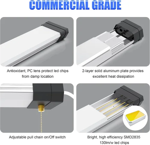 Miniatura 6 de Luz LED enlazable para tienda con certificación ETL de 100 W, 13,000 LM, 5000 K, luces de techo LED para garaje, enchufe de 3.6 pies con cadena