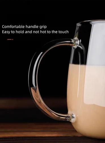 Miniatura 4 de Taza de Vidrio Transparente con Asa Verde, 16 oz, Gran Taza de Café de Borosilicato Alto para Beber o como Regalo