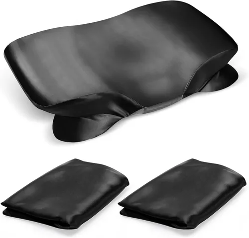 Paquete de 2 fundas de almohada de satén para almohada cervical Zelimun de contorno, funda de almohada suave con cremallera (negro)