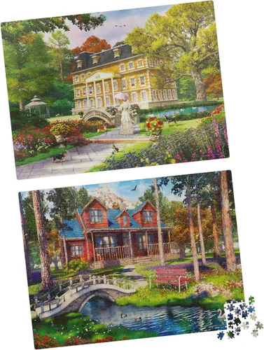 Miniatura 2 de Paquete de 2 rompecabezas de 1000 piezas, Pine Cabin y Summer Estate Puzzles para adultos y niños a partir de 8 años, exclusivo de Amazon Cabaña