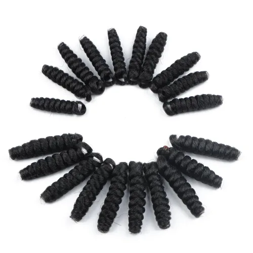 Miniatura 4 de Saniay - 3 paquetes de trenzas de ganchillo cortas trenzadas de ganchillo con espiral, rizos con espiral jamaicana, 20 mechones por paquete