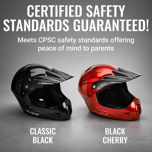 Miniatura 8 de Razor Casco juvenil de cara completa, carcasa exterior de plástico ligero con correas ajustables para jóvenes jinetes