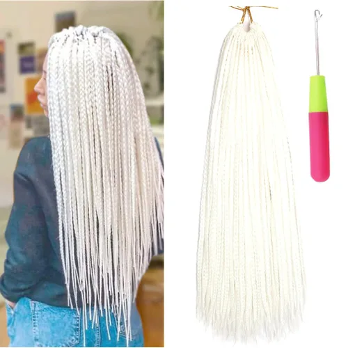 Miniatura 46 de Extensiones de cabello trenzado tipo box de 24 pulgadas, hechas a mano, para mujeres y niñas, extensiones de cabello trenzado, 24#, 3 paquetes, 22