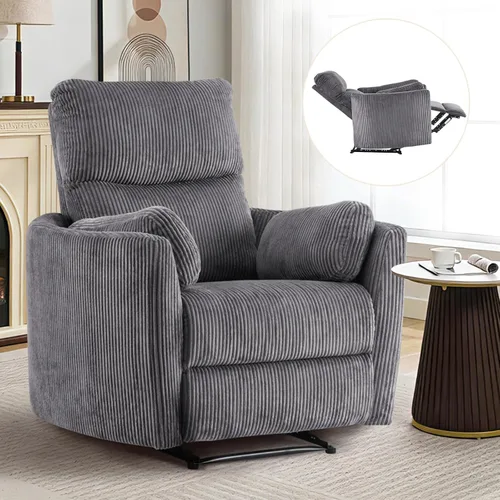 Miniatura 11 de Furnimart Small Manual Recliner Chair for Compact Spaces, Overstuffed Chenille, Chunky Cushion, Comfortable Single Sofa Recliner for Adults, Ideal