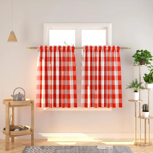 Miniatura 131 de Cenefas de cortina para ventana de 16 pulgadas de largo, 2 paneles de cuadros búfalo, cortinas pequeñas con bolsillo para barra, estilo clásico