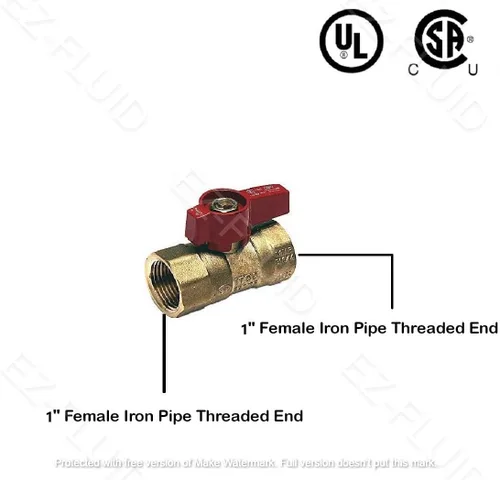 Miniatura 2 de EZ-Fluid 1" FIP X 1" FIP Thread Heavy Duty Brass Gas Shut Off Ball Valve,Quarter Turn Brass Gas Valves for Natural Gas,Propane,Gas Line Fitting