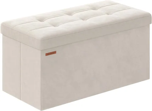 Miniatura 7 de SONGMICS Mazie Collection - Banco otomano de almacenamiento, reposapiés plegable, 15 x 43 x 15 pulgadas, banco de extremo de cama, baúl