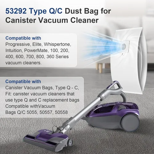 Miniatura 2 de Paquete de 12 bolsas de vacío Q/C tipo Q/C HEPA de repuesto para modelos 600 400 200 700 800 Series 81615 81214 81414 81714 21814 BC3006 BC3005