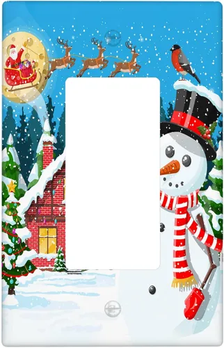 Miniatura 16 de Cubierta de interruptor de luz dúplex de 1 banda, cubierta decorativa de Navidad con copos de nieve rojos, placa frontal decorativa para cocina