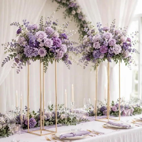 Miniatura 10 de Sziqiqi Centros de mesa de boda para mesas, soporte de flores de metal alto, decoración para bodas, fiestas, jarrones geométricos dorados