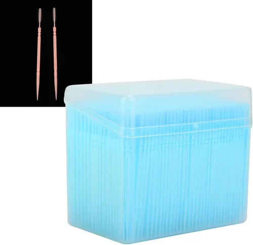 Miniatura 8 de 1100pcs Double Head Plastic Toothpick, Teeth Cleaning Tooth Picks Oral Care Floss Pick Floss Interdental Brush with Box (Blue)