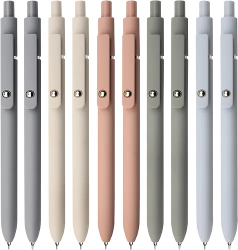 UIXJODO Bolígrafos de gel, 10 piezas de 0,5 mm, bolígrafos de tinta negra de punta fina de escritura suave, bolígrafos retráctiles de la serie de