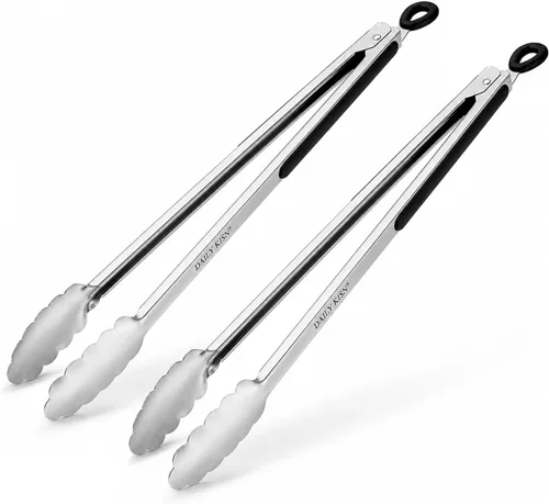 Miniatura 7 de Pinzas para parrilla, pinzas de barbacoa extralargas de 17 pulgadas, pinzas de metal de acero inoxidable de alta calidad para cocinar, asar a