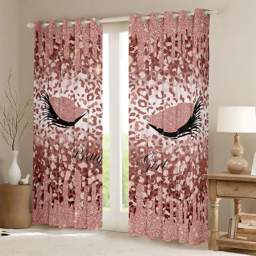 Miniatura 2 de Cortinas de pestañas femeninas con estampado de animales, cortinas y cortinas de lujo estilo princesa, 76 pulgadas de ancho x 45 pulgadas de largo