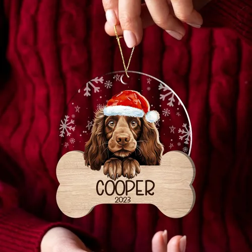 Miniatura 45 de Nazenti American Pit Bull Terrier Adorno de Navidad, adorno de perro fotográfico, adorno de perro personalizado, adornos de fotos de madera