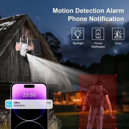 Miniatura 7 de Cámara de seguridad celular 4G LTE sin necesidad de Internet, cámara de seguridad solar para exteriores sin wifi inalámbrica con tarjeta SIM