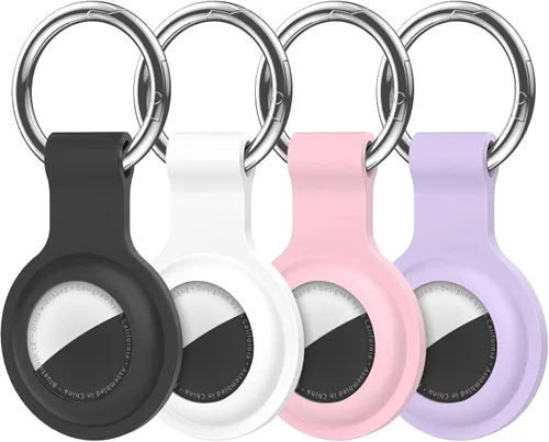 Miniatura 9 de Paquete de 4 llaveros compatibles con AirTag para AirTag de 1ª y 2ª generación, para AirTag de 1ª y 2ª generación, funda para AirTag, rastreador