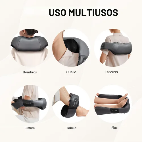 Miniatura 6 de Nekteck - Masajeador Shiatsu para cuello y espalda con calor relajante, masajeador de hombros para alivio del dolor de tejido profundo, herramientas