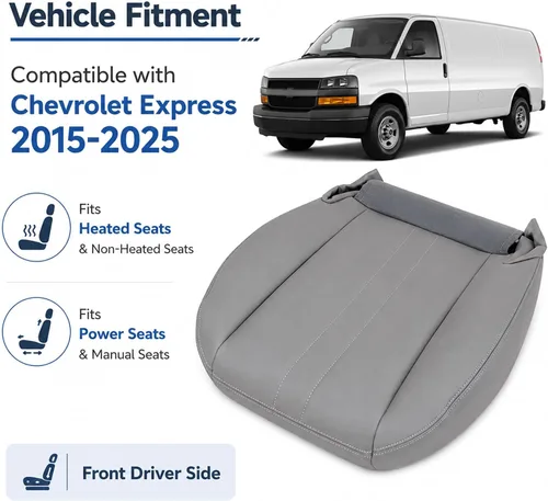 Miniatura 5 de GXARTS Funda de asiento de cuero para el conductor y el pasajero, parte inferior y superior, ajuste Gary para Chevy Express GMC Savana 1500 2500